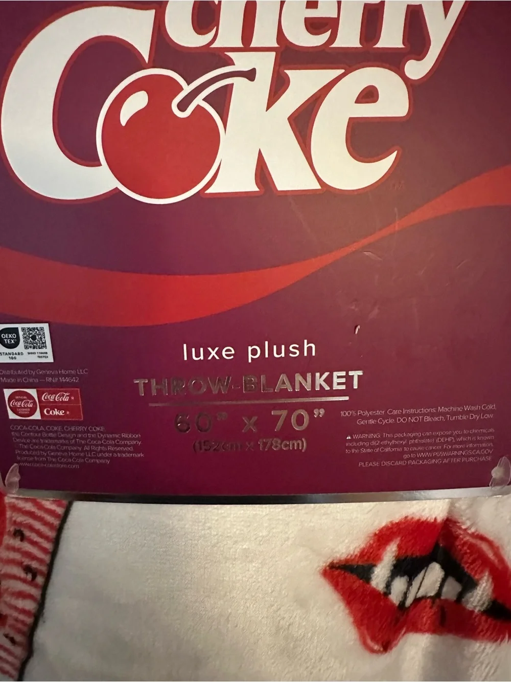 Coca Cola Cherry Plush Throw Blanket Halloween fangs